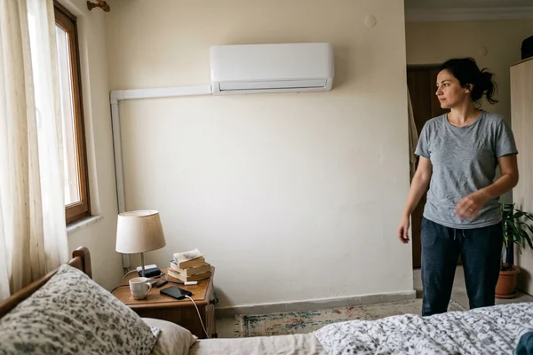 The same wall with the new aircon installed