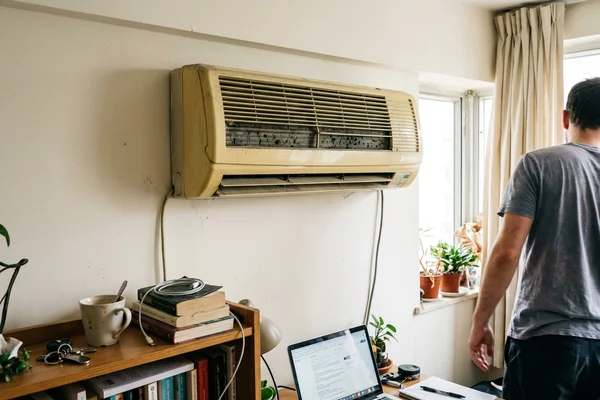 A neglected aircon before an overhaul