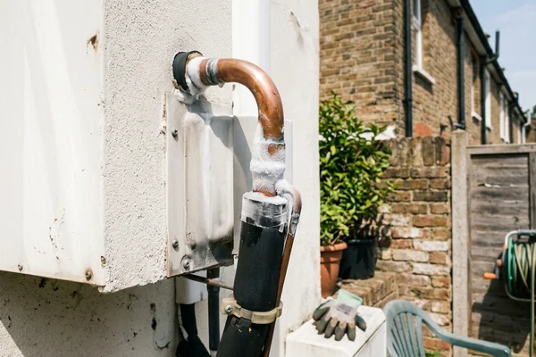 Frost on the copper suction pipe, a sign of low refrigerant