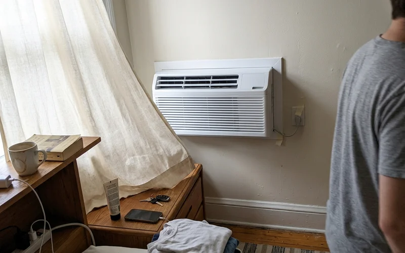 A clean, reassembled aircon after an overhaul